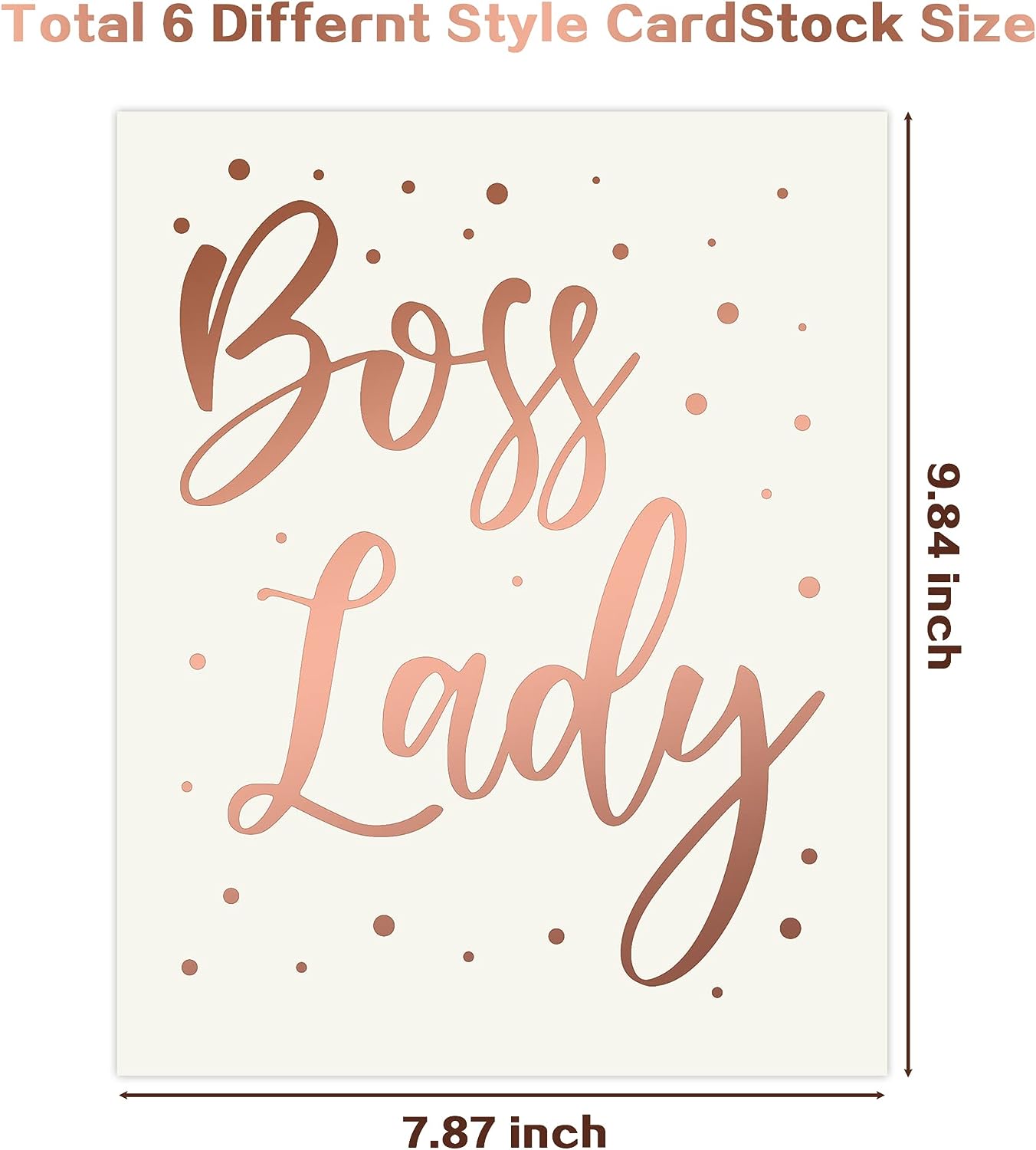 EGuangwiua 6Pcs Boss Lady Wall Art Rose Gold Inspirational Quote Cardstock Art Print Office Decor Set, Minimalist Girls Art Print Poster for Girls Women Bedroom Dorm Study Room Office Decoration